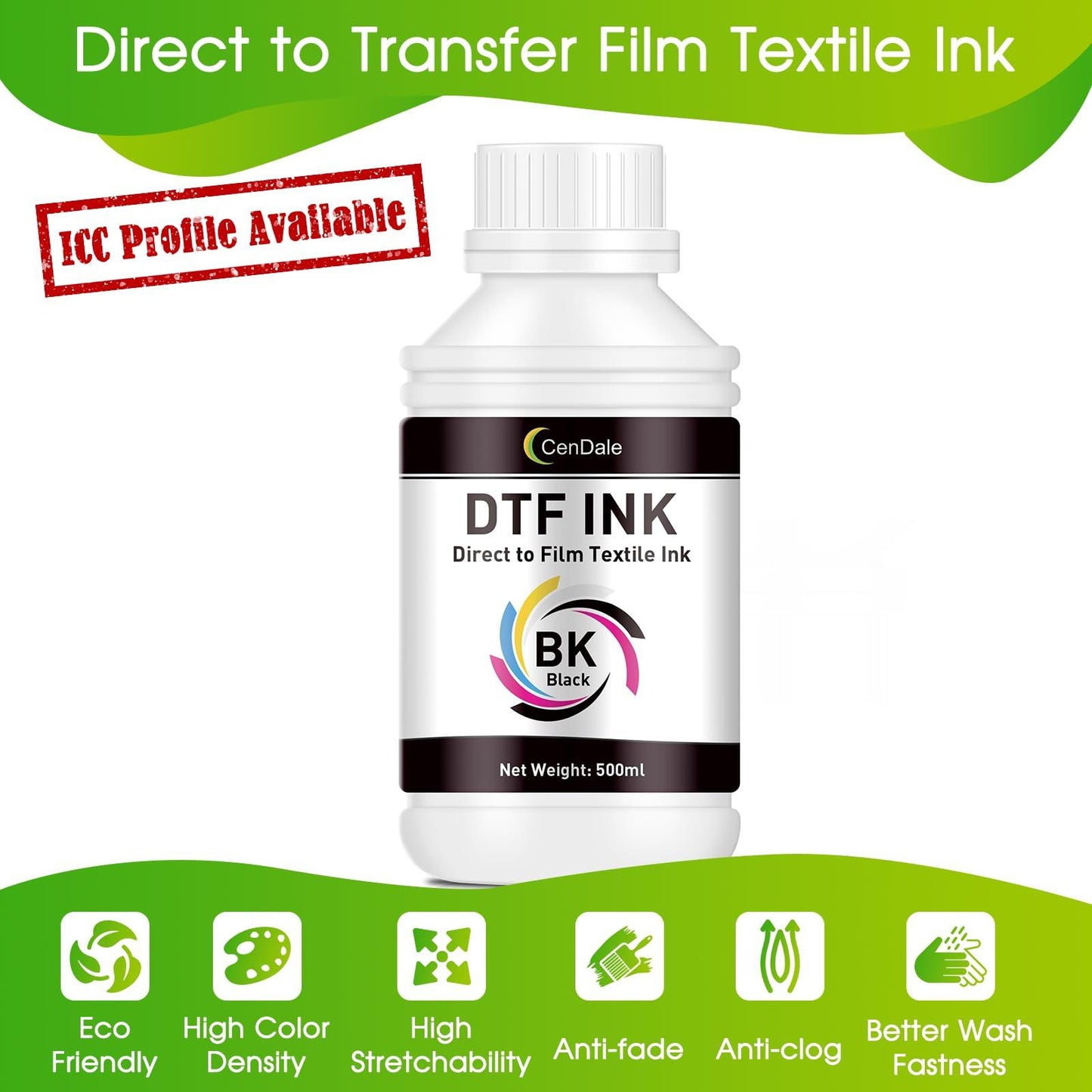 CenDale Premium DTF Printhead Cleaning Solution - Universal Printhead Cleaner Kit for Any DTF & DTG Printers, Print Head Cleaning Kit for Epson ET8550 L1800 XP15000 R1390 XP600 Ink Printer (100ML)