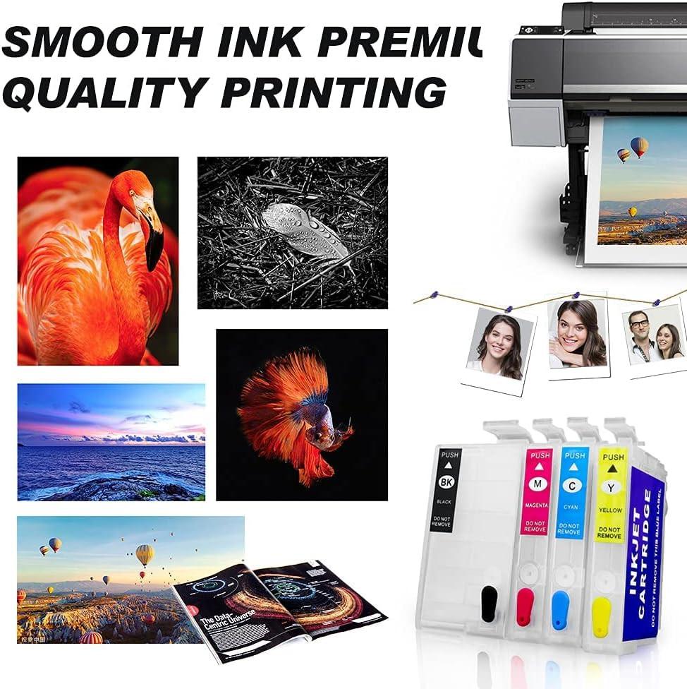 Sublimation Empty Ink Cartridges - 50ml Black, 20ml Color - Compatible with WF-3620/WF-3640/WF-7610/WF-7620/WF-7710/WF-7720/WF-7210 (NA) -Smooth Ink Supply, Easy to Instal.