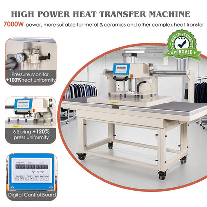 32x40 Inch Heat Press, 220V 8000W High Pressure Clamshell Heat Press Machine for Business, Large Professional Digital Control Heat Transfer Machine for Sublimation, Sliding Base Design.