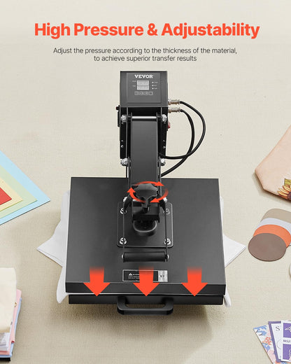 VEVOR 2 in 1 Heat Press Machine for T Shirts and Hats, 15x15 Inch Professional Swing Away Digital Tshirt Press Machine for Sublimation, Vinyl, Heat Transfer Projects.