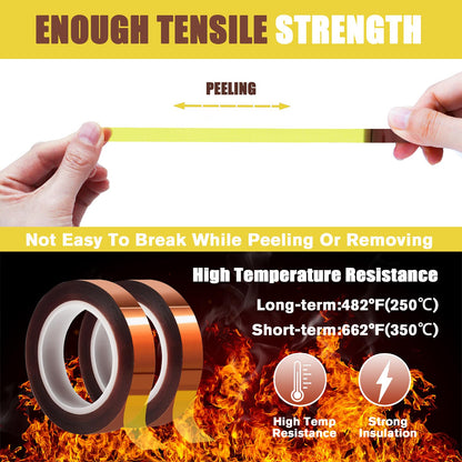 MEBMIK 2 Rolls 10mm x16m(52FT) Heat Tape High Temperature Heat Resistant Tape Heat Transfer Tape for Heat Sublimation Press Vinyl,No Residue.