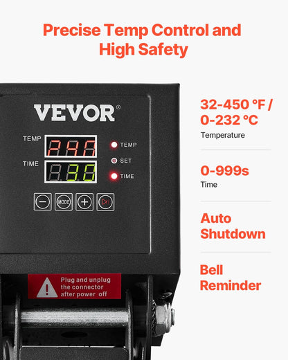 VEVOR 2 in 1 Heat Press Machine for T Shirts and Hats, 15x15 Inch Professional Swing Away Digital Tshirt Press Machine for Sublimation, Vinyl, Heat Transfer Projects.