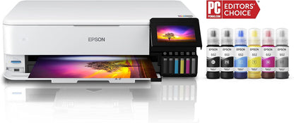 Epson EcoTank Photo ET-8550 Wireless Wide-format Color All-in-One Supertank Printer with Scanner Copier, Ethernet and 4.3-inch Colorfull Touchscreen.