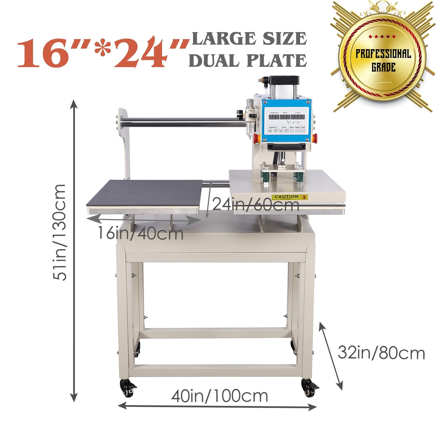 32x40 Inch Heat Press, 220V 8000W High Pressure Clamshell Heat Press Machine for Business, Large Professional Digital Control Heat Transfer Machine for Sublimation, Sliding Base Design