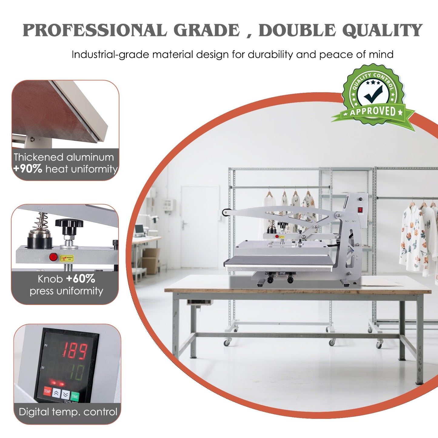 32x40 Inch Heat Press, 220V 8000W High Pressure Clamshell Heat Press Machine for Business, Large Professional Digital Control Heat Transfer Machine for Sublimation, Sliding Base Design.