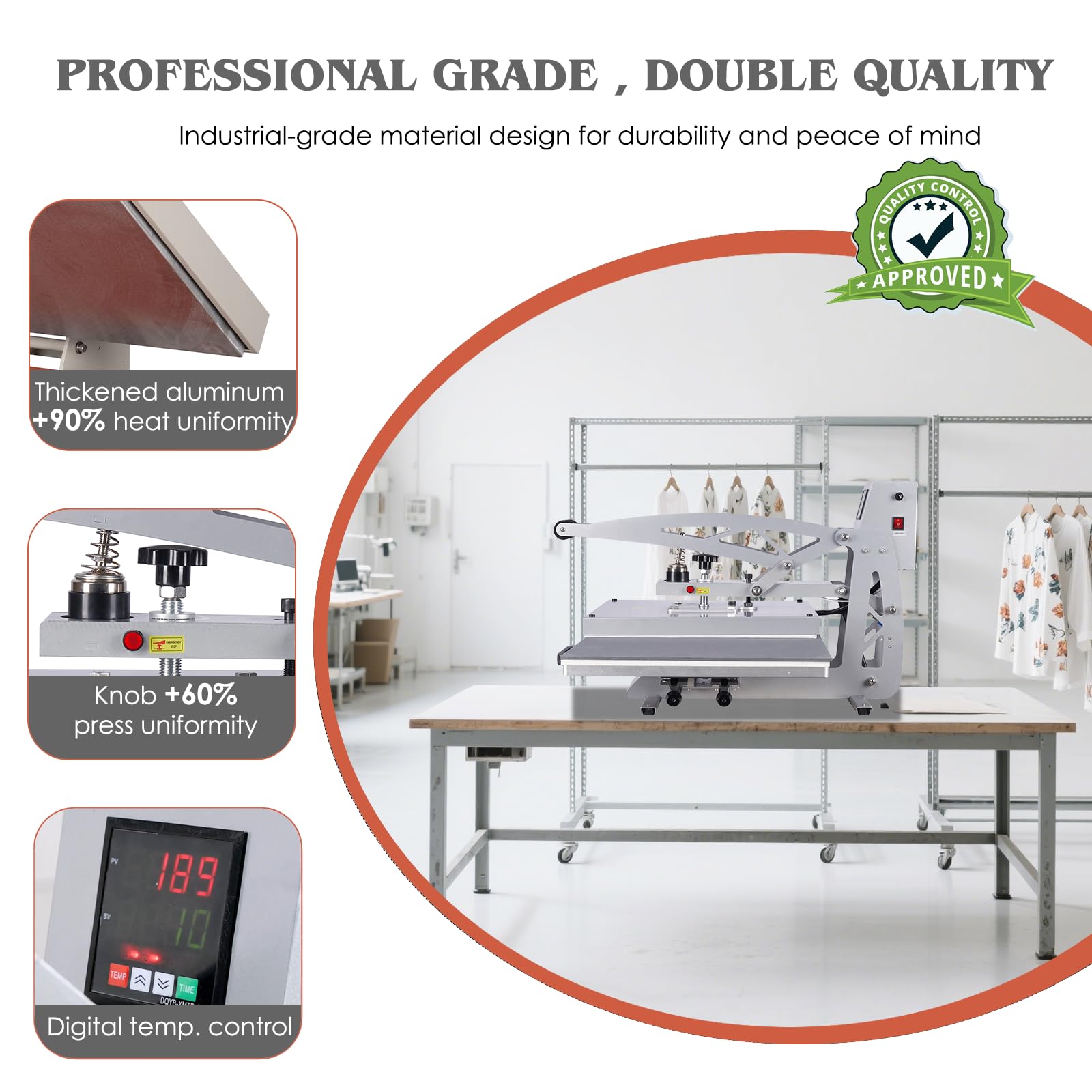 32x40 Inch Heat Press, 220V 8000W High Pressure Clamshell Heat Press Machine for Business, Large Professional Digital Control Heat Transfer Machine for Sublimation, Sliding Base Design.