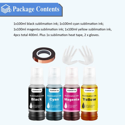 Sublimation Ink T502 T522 Ink Refill Bottles for 2800 Sublimation Ink for 2803 15000 ET15000 ET-2800 ET-2803 ET2400 ET2760 ET2750 ET4800 ET-2850 Inkjet Printers (5Pack).