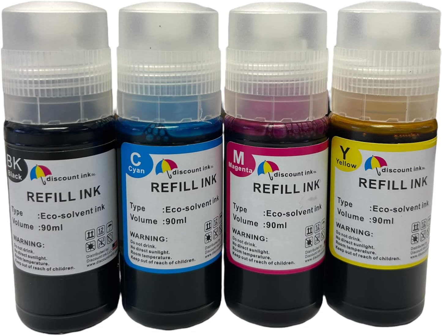 Inkpro Compatible Ink Bottle Replacement Eco-Solvent Water Based Ink for L Series Printer That use T502 T522 T664 664 502 522 Black Cyan Magenta Yellow Regular