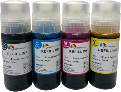 Inkpro Compatible Ink Bottle Replacement Eco-Solvent Water Based Ink for L Series Printer That use T502 T522 T664 664 502 522 Black Cyan Magenta Yellow Regular