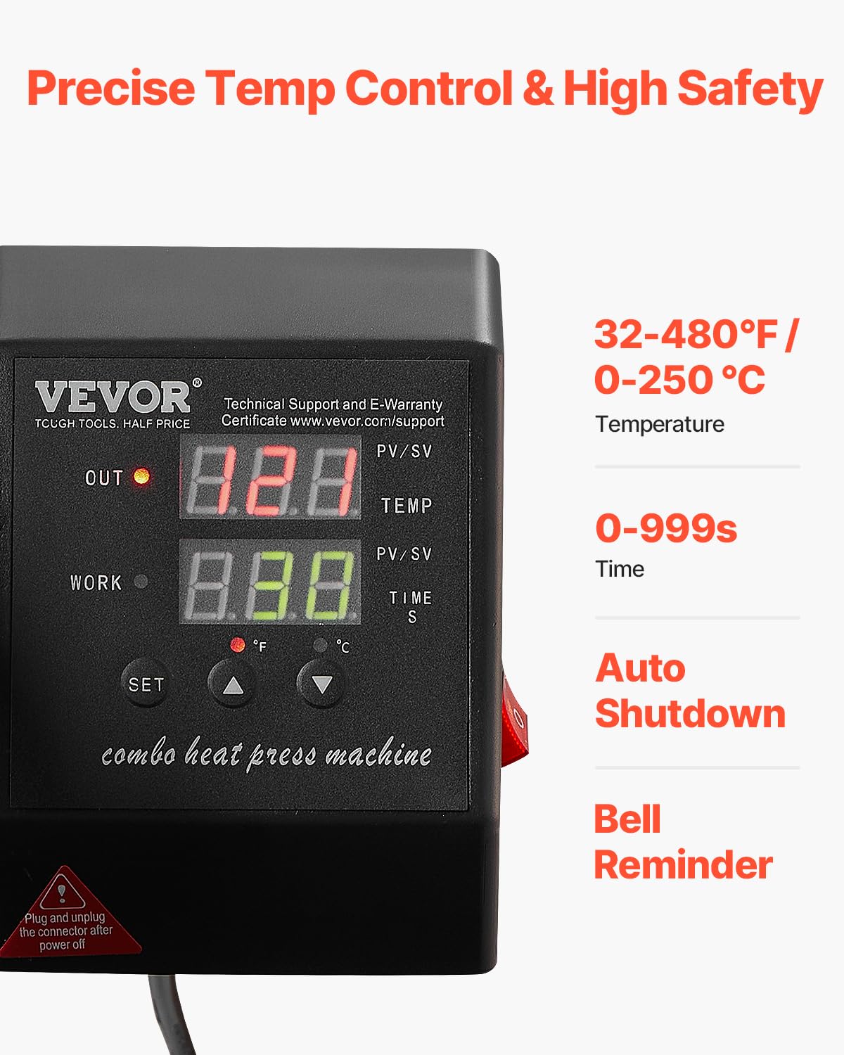 VEVOR 2 in 1 Heat Press Machine for T Shirts and Hats, 15x15 Inch Professional Swing Away Digital Tshirt Press Machine for Sublimation, Vinyl, Heat Transfer Projects.