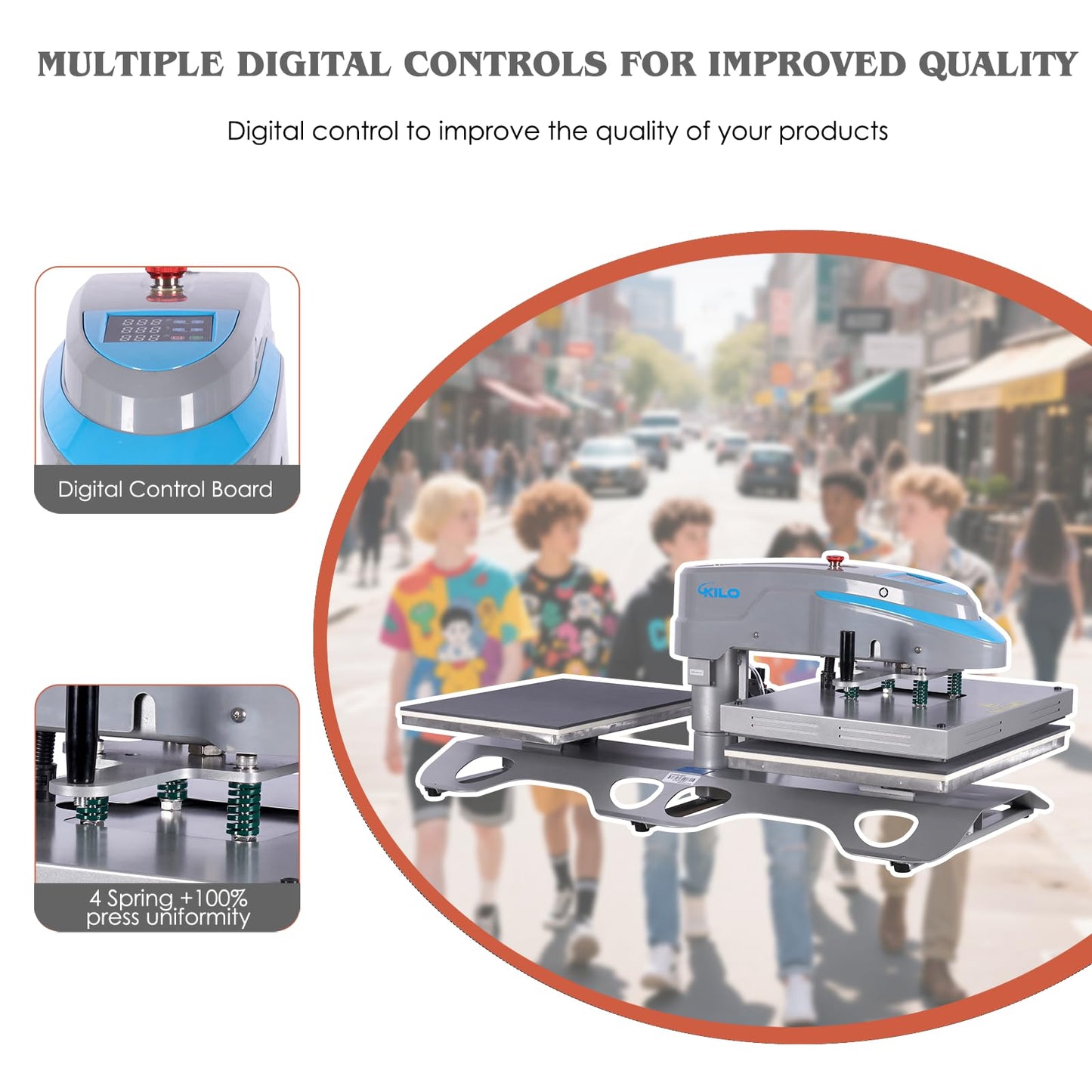 32x40 Inch Heat Press, 220V 8000W High Pressure Clamshell Heat Press Machine for Business, Large Professional Digital Control Heat Transfer Machine for Sublimation, Sliding Base Design.