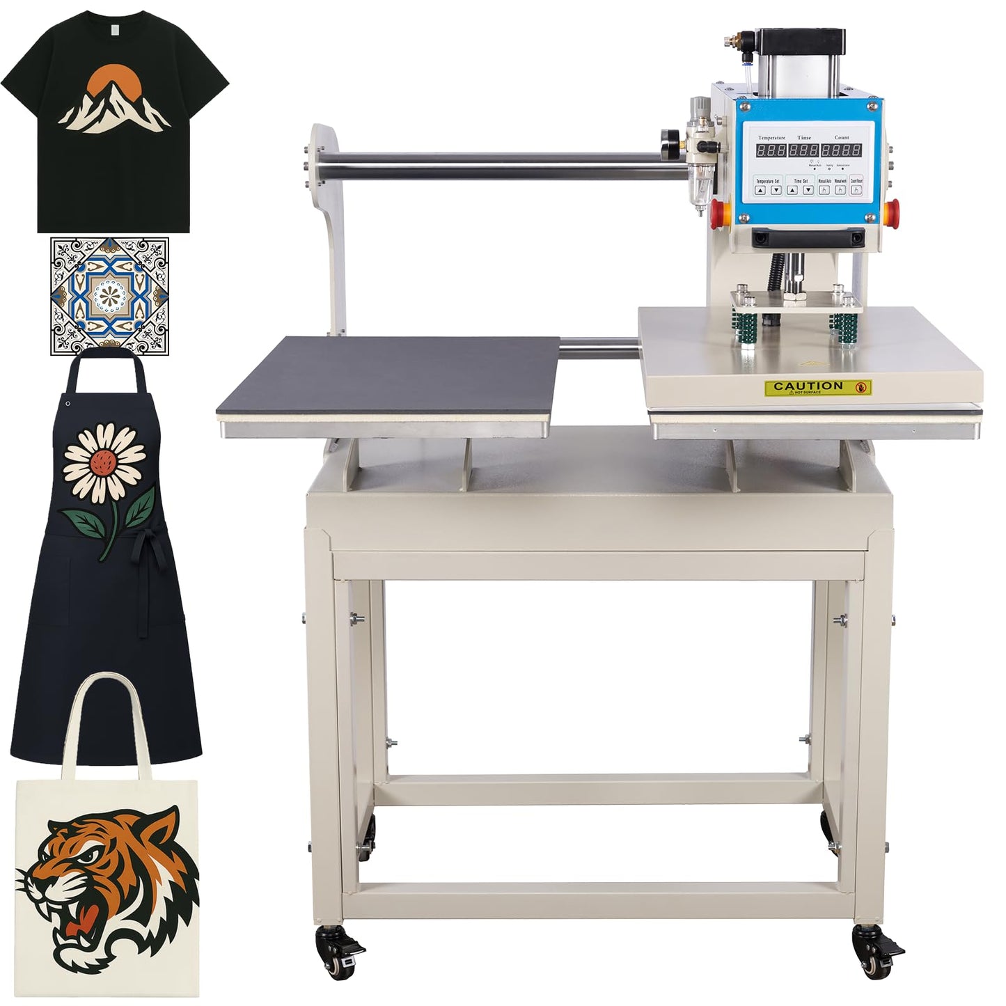 32x40 Inch Heat Press, 220V 8000W High Pressure Clamshell Heat Press Machine for Business, Large Professional Digital Control Heat Transfer Machine for Sublimation, Sliding Base Design.