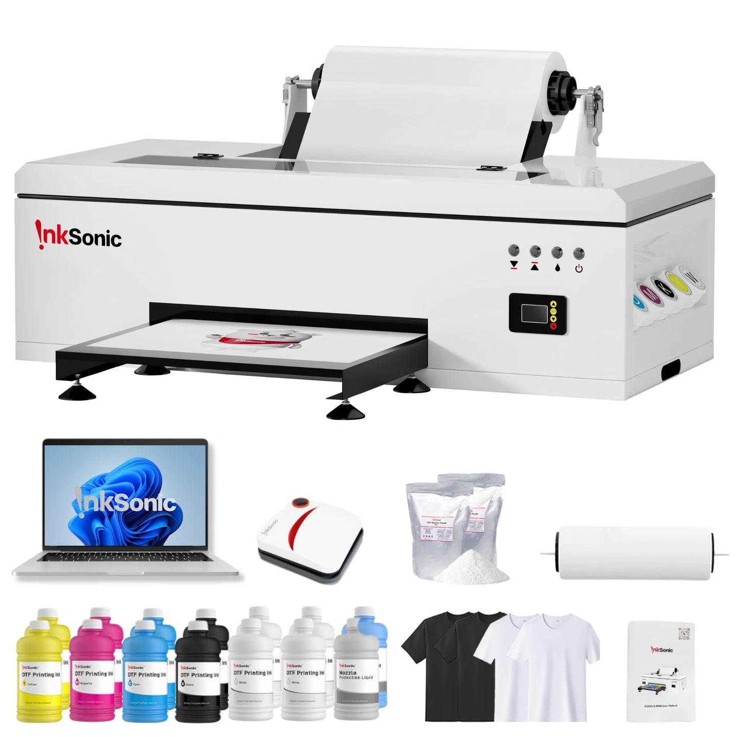 InkSonic R1390 DTF Printer Machine, A3 T-Shirt Printing Machine with Oven, 13" Format DTF Printer Bundles, T-Shirt Maker for Clothes Design,Direct to Film Heat Transfer, White Ink Circulation,1390.