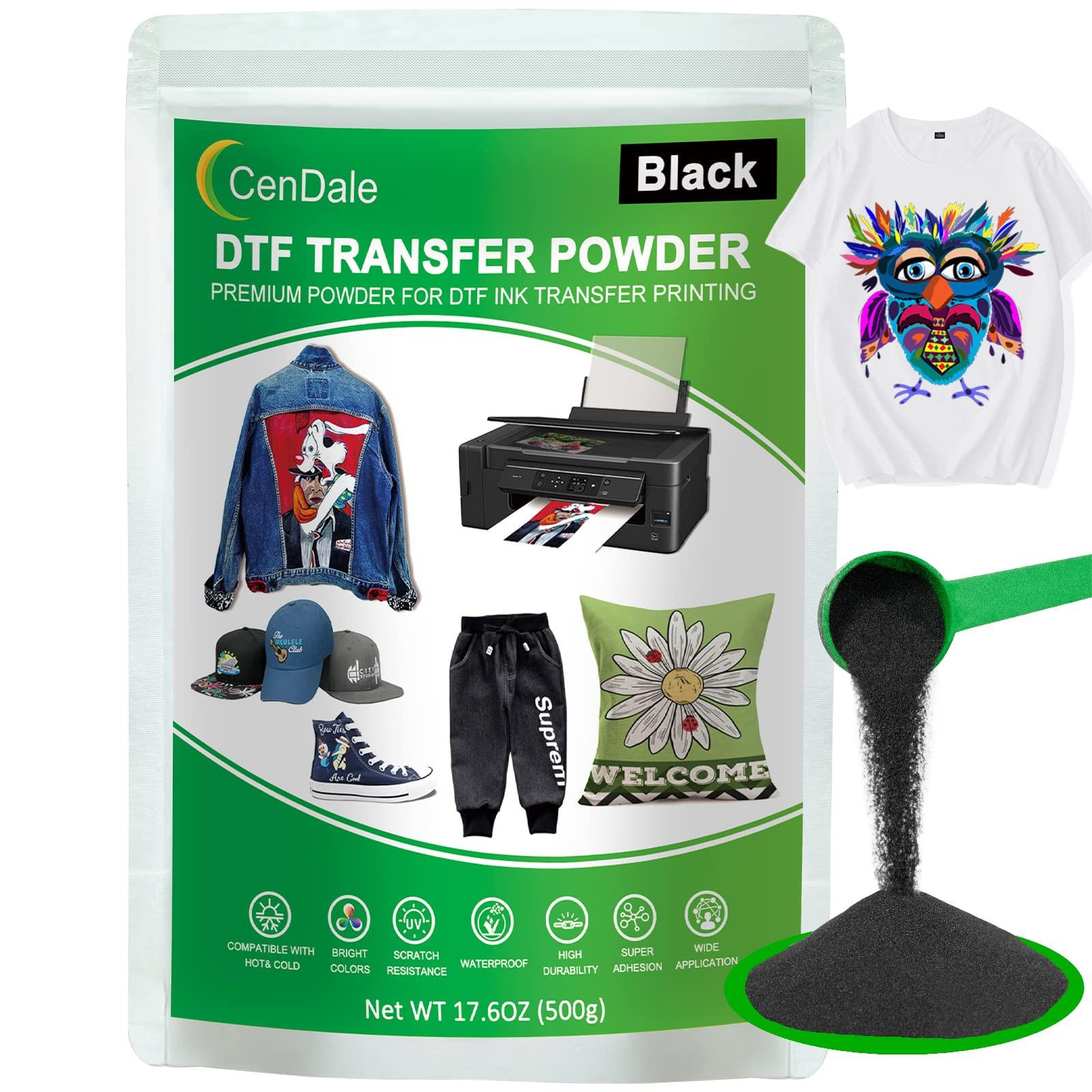 CenDale DTF Powder Kit, Includes Fine Medium, White Black Digital DTF Transfer Powder for Sublimation, Compatible with DTF and DTG Printers, DTF PreTreat Powder for All Fabric Jeans Cotton T-Shirt.