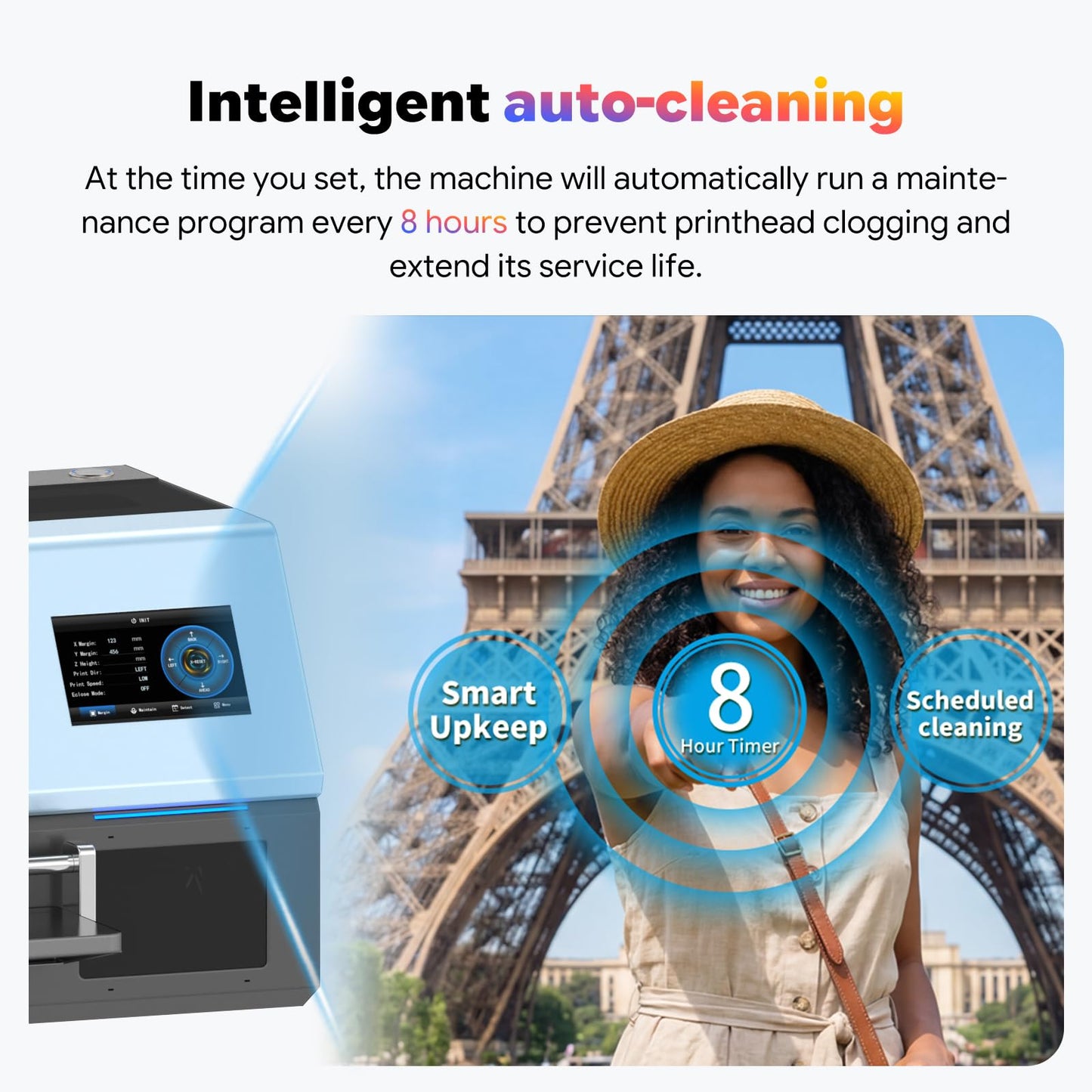 EXPLUX A4 DTF Printer with XP600 Anti-Clogging Printhead, 200% High-Speed Printing, Built-in White Stirring System for DIY T-Shirts & All Textiles, 2-Year Ink Included (A4, Printer+Oven)