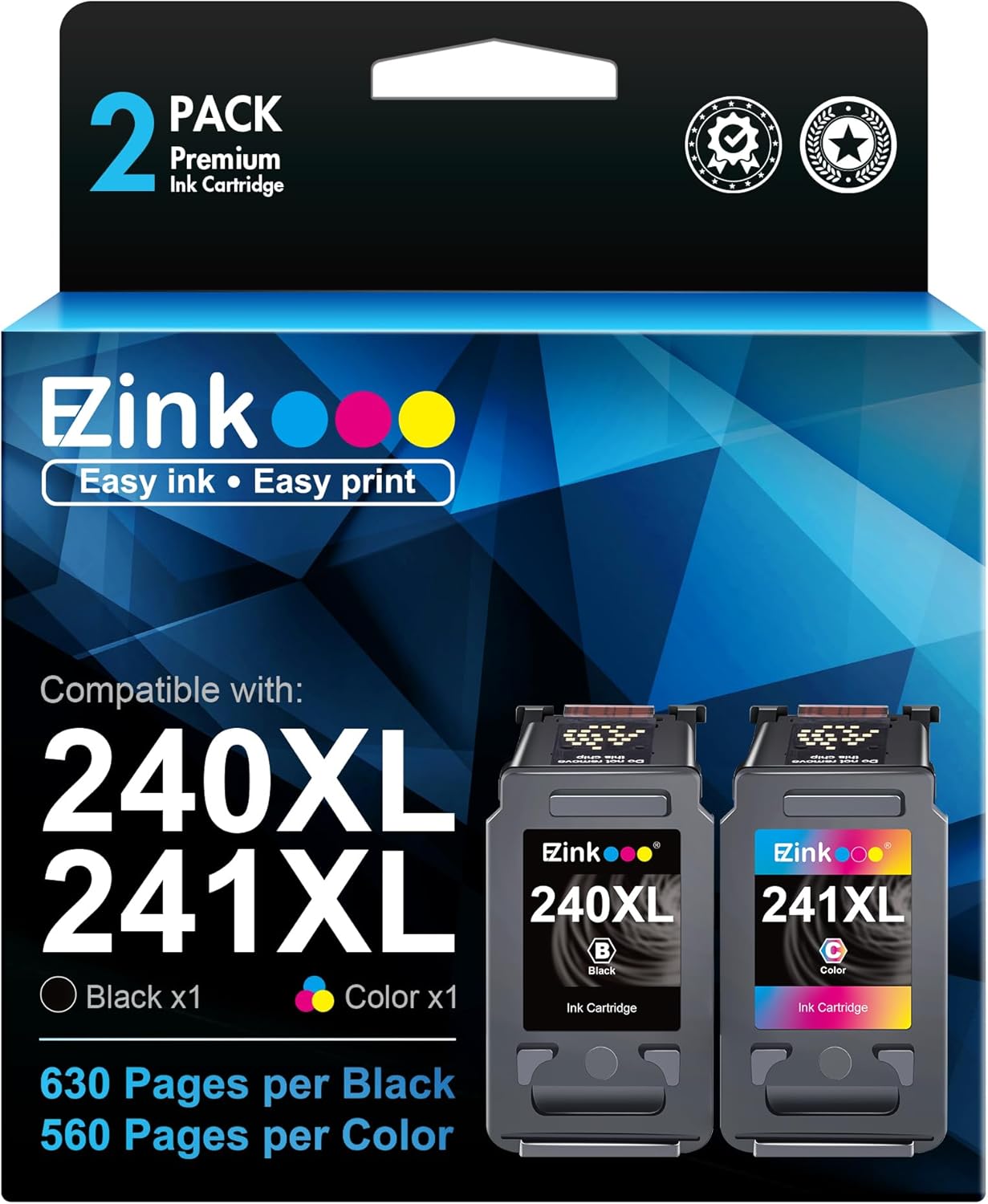 PG-240XL/CL-241XL Ink Cartridge Replacement for Canon 240XL 241XL Combo Pack 240XL 241XL Works with PIXMA TS5120 MG2120 MG3620 MG3520 MG3522 MX452 MX472 MX512 MX532 Printer (1 Black, 1 Tri-Color).