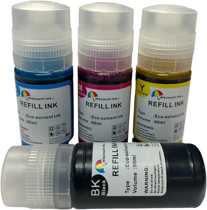 Inkpro Compatible Ink Bottle Replacement Eco-Solvent Water Based Ink for L Series Printer That use T502 T522 T664 664 502 522 Black Cyan Magenta Yellow Regular