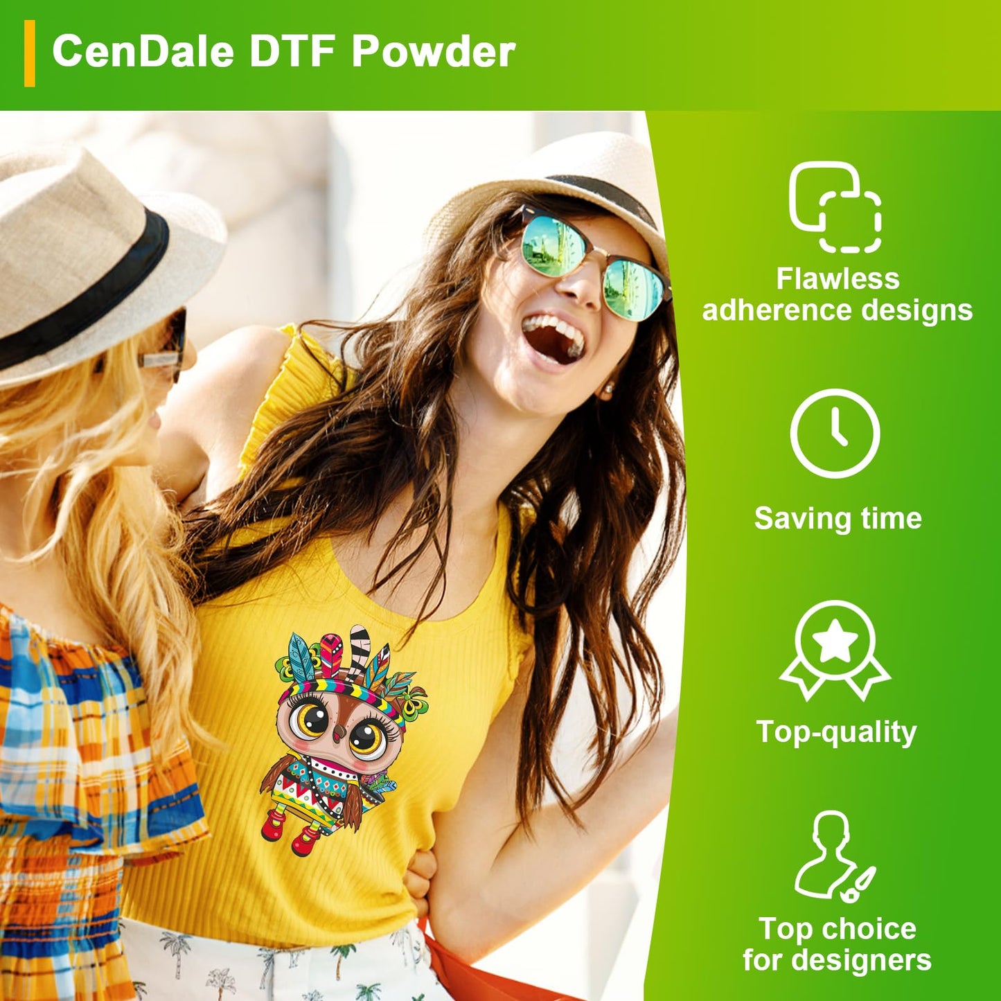 CenDale DTF Powder Kit, Includes Fine Medium, White Black Digital DTF Transfer Powder for Sublimation, Compatible with DTF and DTG Printers, DTF PreTreat Powder for All Fabric Jeans Cotton T-Shirt