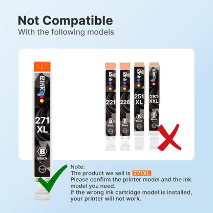 270 271 XL Ink Cartridges Compatible for Canon PGI-270XL CLI-271XL Combo Pack to use with Pixma MG7720 TS9020 TS8020 TS5020 TS6020 MG5720 MG5721 MG5722 MG6820 MG6821 MG6822 6 Color (PGBK,BK,C,M,Y,GY).