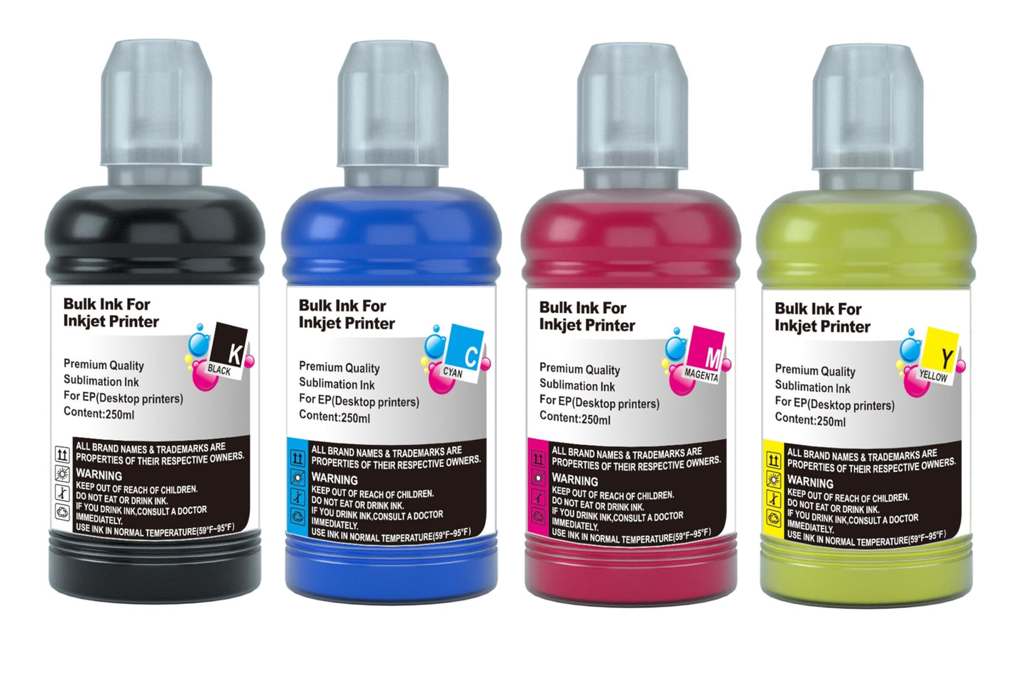 Sublimation Replacement Refill Ink Bottles Compatible for T502 T512 T522 T542 T552 T49M Heat Transfer Sublimate Ink - 4 Pack (100ml)