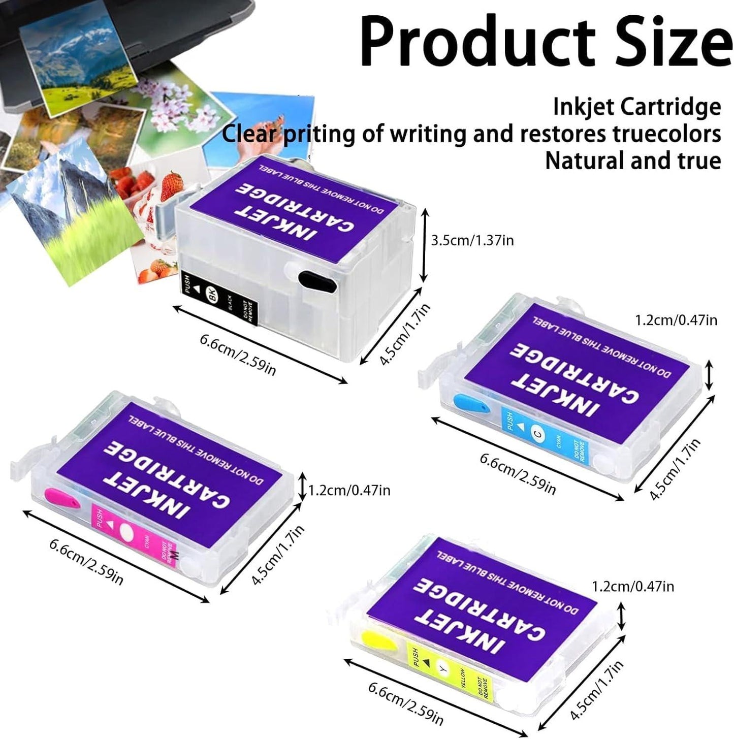 Sublimation Ink Refill Bottles for WF-7720 WF-7710 WF-7620 WF-7610 WF-7210 WF-7110 WF-3620 WF-3640 Sublimation Ink Cartridges 4 Pack (Black, Yellow, Cyan, Magenta).