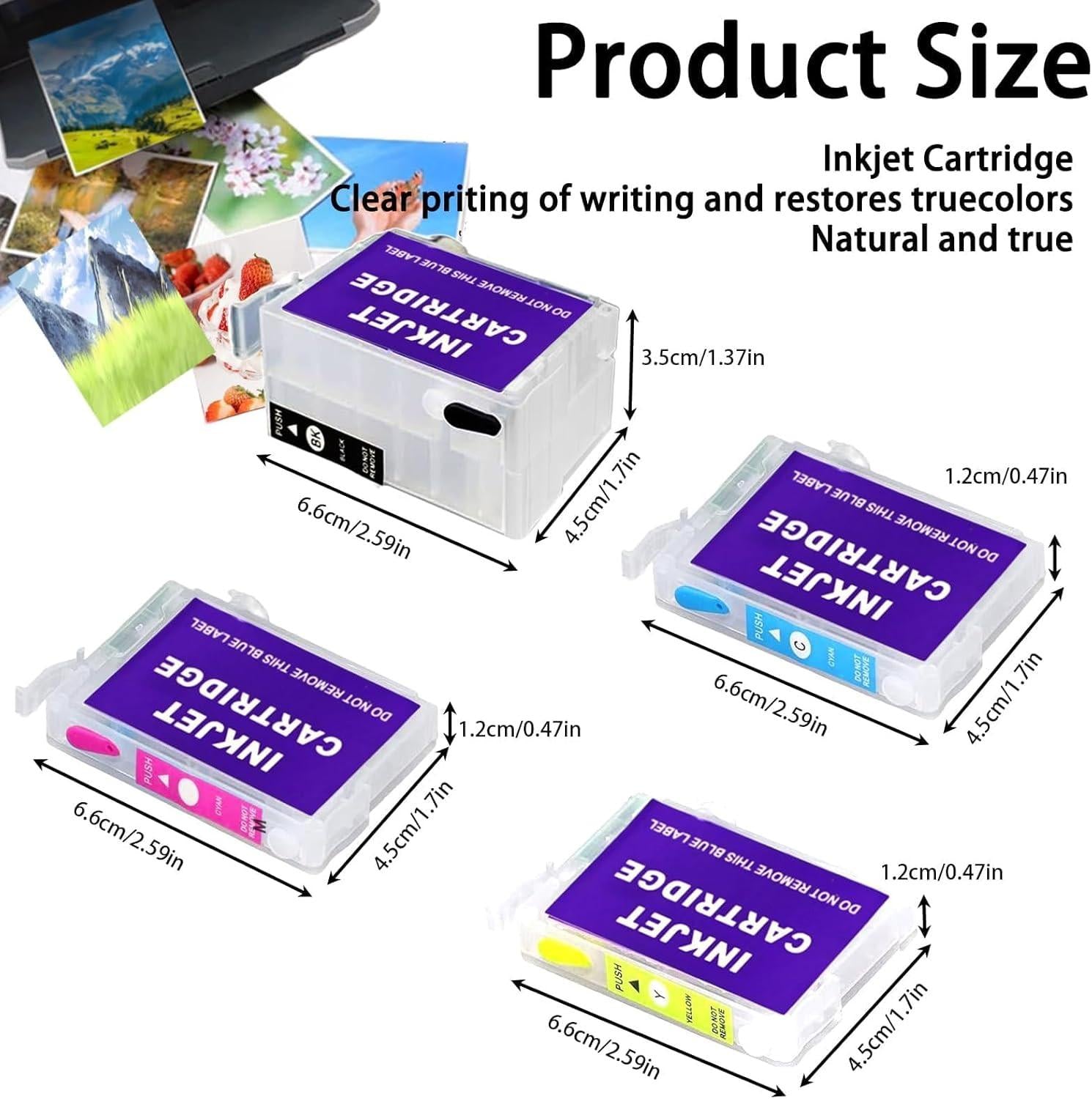 Sublimation Ink Refill Bottles for WF-7720 WF-7710 WF-7620 WF-7610 WF-7210 WF-7110 WF-3620 WF-3640 Sublimation Ink Cartridges 4 Pack (Black, Yellow, Cyan, Magenta).