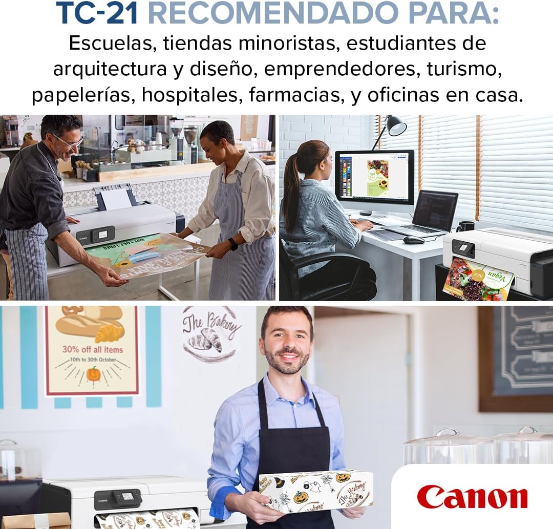 Canon imagePROGRAF TC-21 24" - Large Format Printer, Poster & Plotter Printer, Automatic Roll & Cut Sheet Paper Feeder, Includes 280 ml of Ink, White.