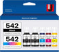 542 Pigment Ink Refill Bottle ET-5150 ET-5170 ET-5850 ET-5800 ET-16650 Replacement for 542 Ink Refill Bottles Work with ET-5180 ET-5850 ET-16600 Printer, 2Black Cyan Magenta Yellow