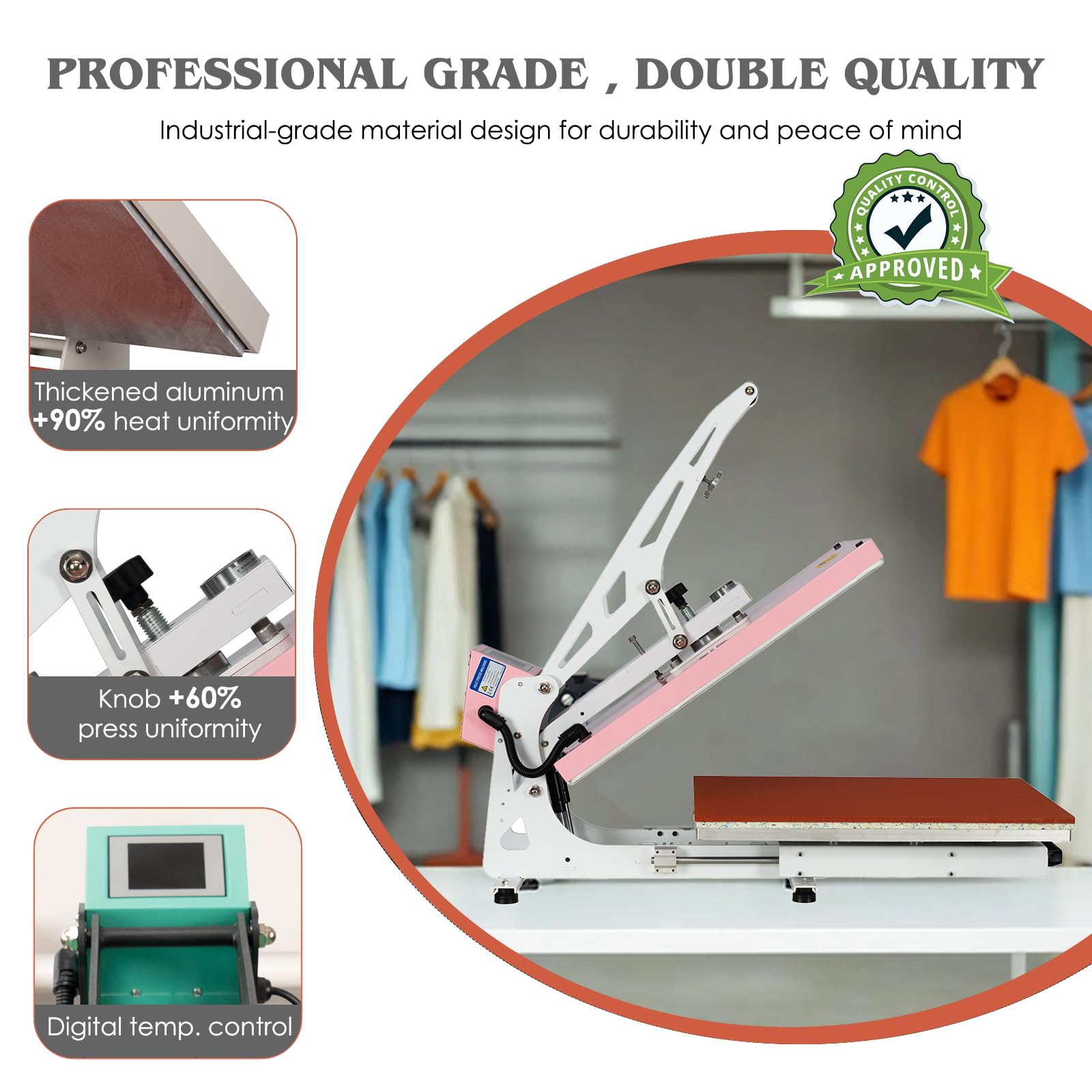 32x40 Inch Heat Press, 220V 8000W High Pressure Clamshell Heat Press Machine for Business, Large Professional Digital Control Heat Transfer Machine for Sublimation, Sliding Base Design.