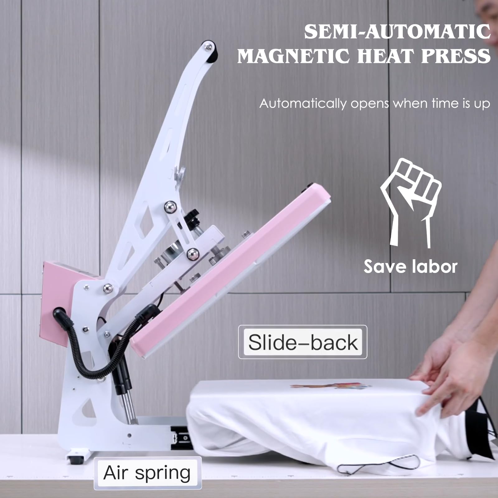 32x40 Inch Heat Press, 220V 8000W High Pressure Clamshell Heat Press Machine for Business, Large Professional Digital Control Heat Transfer Machine for Sublimation, Sliding Base Design.