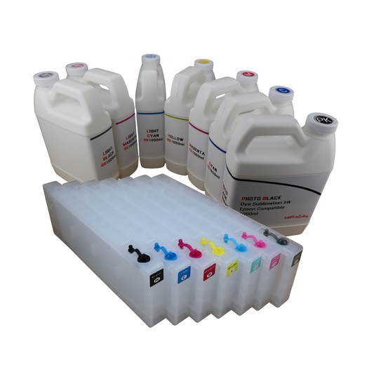 7- 1000ml bottles Dye Sublimation Ink 7 Refillable Ink Cartridges for Epson Stylus Pro 7600 9600 Printers
