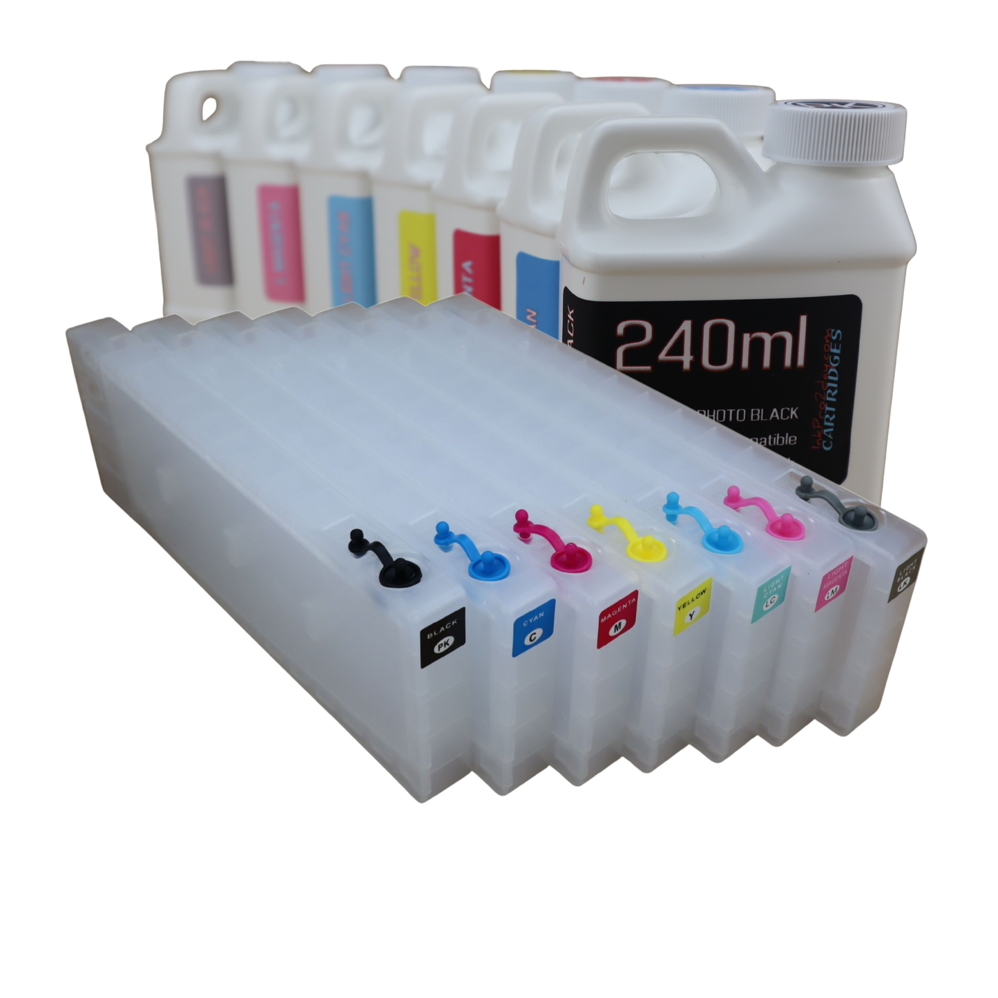 7- 240ml bottles compatible Pigment Ink 7- Refillable Ink Cartridges for Epson Stylus Pro 7600 9600 Printer