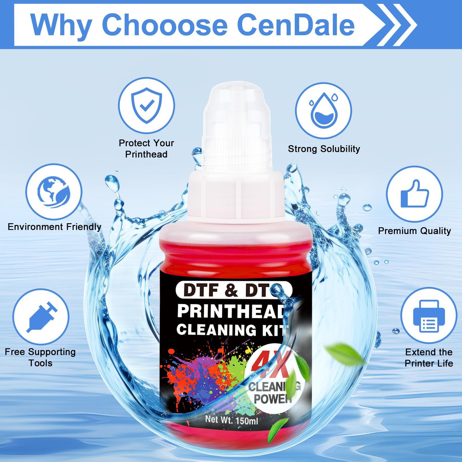 CenDale Upgraded Auto-Fill DTF Ink - 700ML DTF Transfer Ink for Epson ET-8550 ET-8500 Printers, Heat Transfer Printing Set 100ml x 4 CMYK, 150 x 2 White (Anti-UV/ICC-Free).