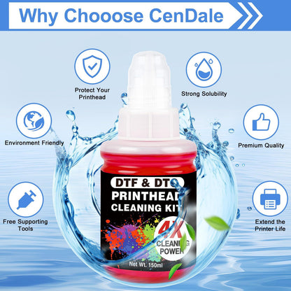 CenDale Upgraded Auto-Fill DTF Ink - 700ML DTF Transfer Ink for Epson ET-8550 ET-8500 Printers, Heat Transfer Printing Set 100ml x 4 CMYK, 150 x 2 White (Anti-UV/ICC-Free).