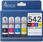 Pigment Ink Refill Ink Bottles Compatible with epson 542 Ink Refill Bottles Work for EcoTank Pro ET-5150 ET-5170 ET-5180 ET-5800 ET-5850 ET-5880 ET-16600 ET-16650 (BK,C,M,Y,4 Bottles)