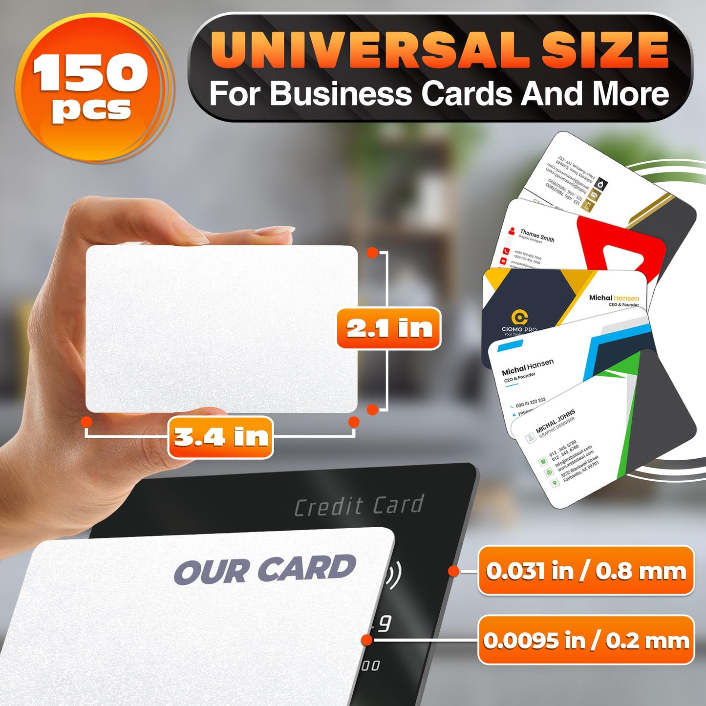 100 Pcs Metal Sublimation Blanks – Double-Sided Sublimation Business Card Blanks for Printing of Logos, Nameplates, and Custom Gifts – Smooth Finish Ultra-Thin Aluminum Alloy Cards in Pearl Color.