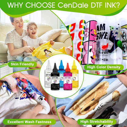 CenDale Premium DTF Printhead Cleaning Solution - Universal Printhead Cleaner Kit for Any DTF & DTG Printers, Print Head Cleaning Kit for Epson ET8550 L1800 XP15000 R1390 XP600 Ink Printer (100ML)