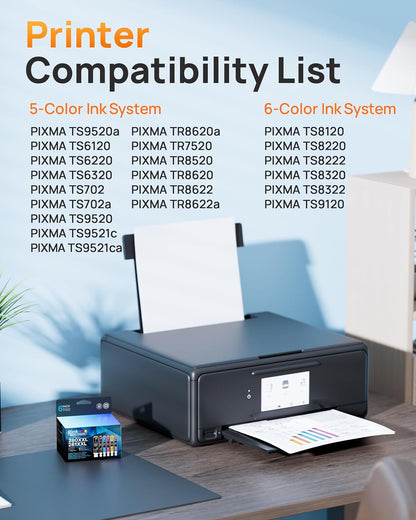 E-Z Ink Compatible TS9120 Ink Cartridge Replacement for Canon PGI-280XXL CLI-281XXL PGI 280XXL CLI 281XXL to use with PIXMA TS8320 TS8220 TS8120 (PGBK, Black, Photo Blue, Cyan, Magenta, Yellow) 6 Pack.