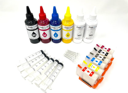 INKXPRO EcoPRO 312XL Empty Ink System CISS Refillable Cartridge Kit for Chipless Firmware Installed EPSON XP-15000 Printer (Without Damper)