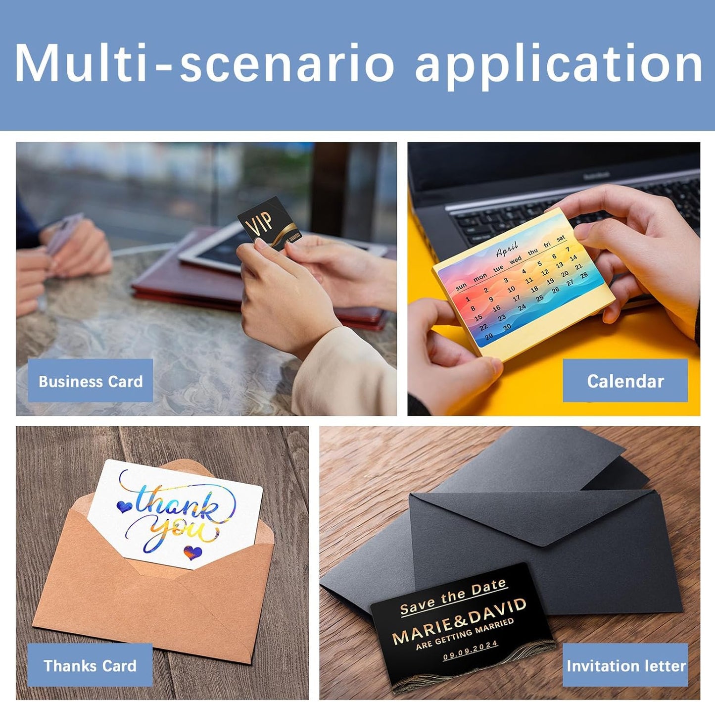 100 Pcs Sublimation Business Card Blanks Metal Bulk Aluminum Double Sides Name Cards Sublimation Blanks Products Heat Press Transfer Desk White sublimation business cards  -  3.4 x 2.1 x 0.01 Inch.