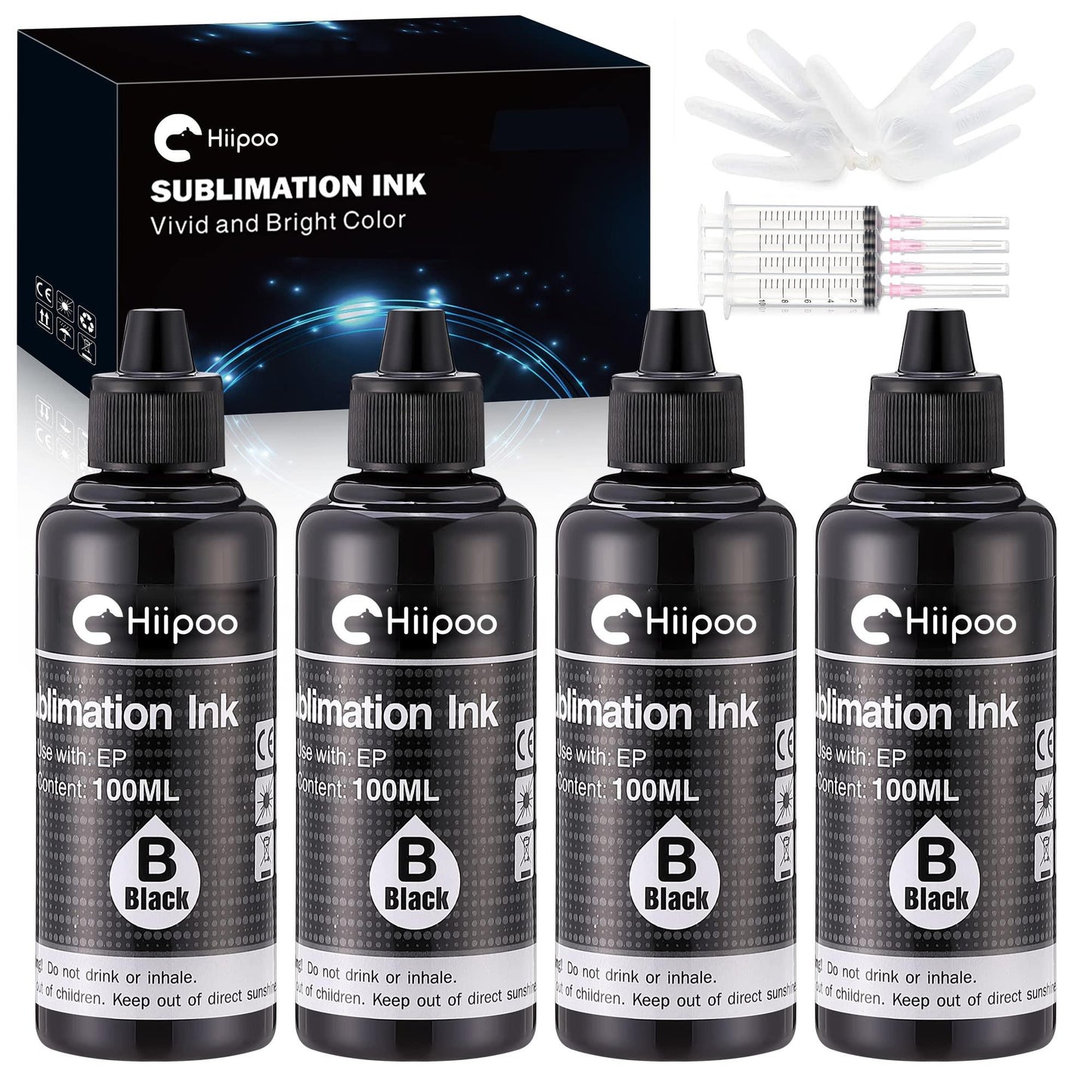Hiipoo Sublimation Ink Refilled Bottles Work with WF7710 ET2760 ET2720 ET2803 ET2800 ET15000 C88 C88+ Inkjet Printer Heat Press Transfer on Mugs Plates T-Shirts Pillows Phone Case.