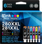 E-Z Ink Compatible TS9120 Ink Cartridge Replacement for Canon PGI-280XXL CLI-281XXL PGI 280XXL CLI 281XXL to use with PIXMA TS8320 TS8220 TS8120 (PGBK, Black, Photo Blue, Cyan, Magenta, Yellow) 6 Pack.