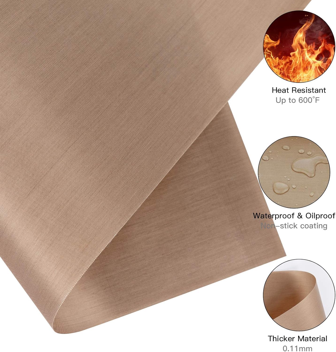 3 Pack PTFE Teflon Sheet for Heat Press Transfer Sheet Non Stick 16 x 20 Heat Transfer Paper Reusable Heat Resistant Craft Mat.