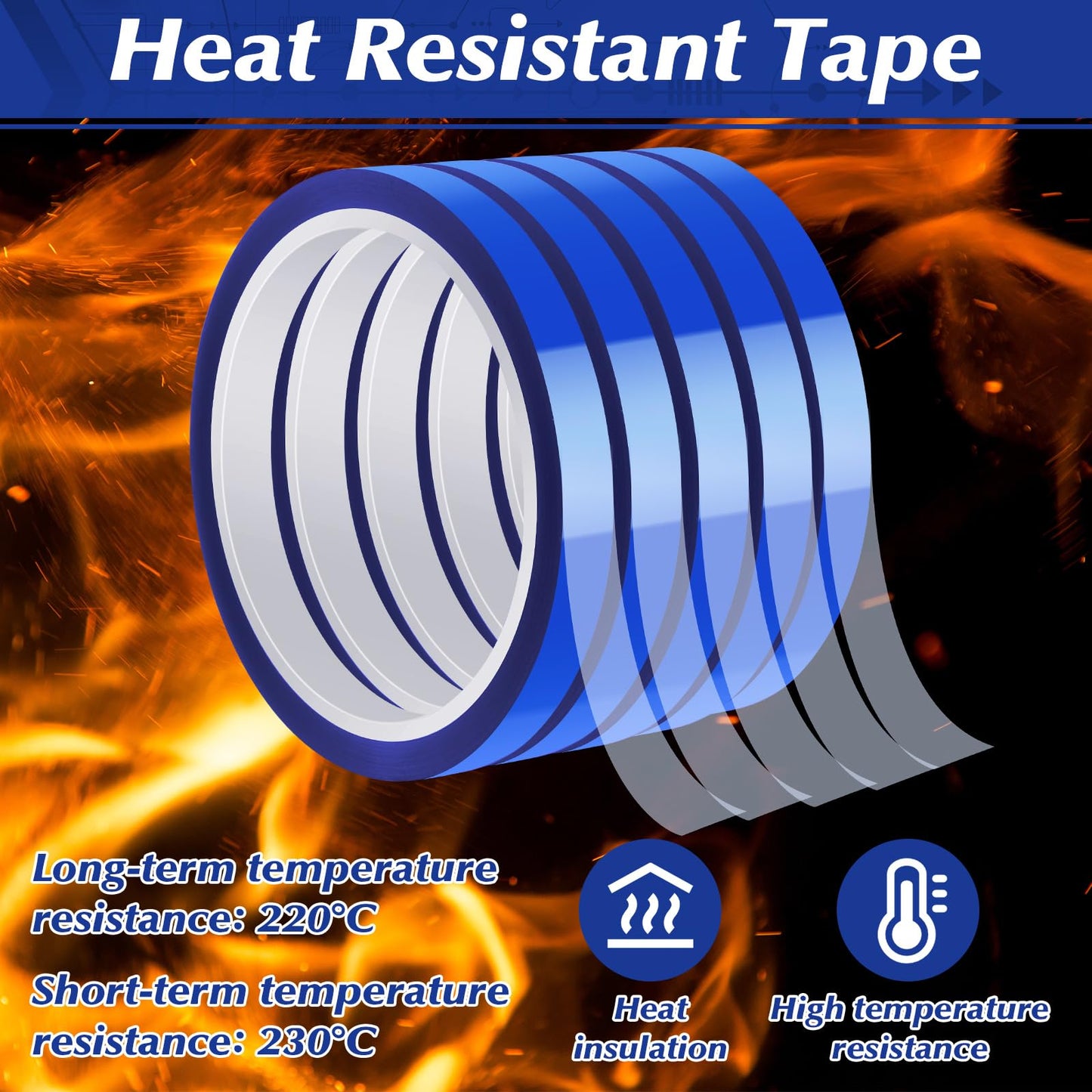 Heat Tape for Sublimation, 10 Rolls Sublimation Heat Resistant Tape, 10mm × 30m (98ft) Heat Transfer Tape Sublimation Heat Tape for Press Electronic Soldering Insulation, No Residue.