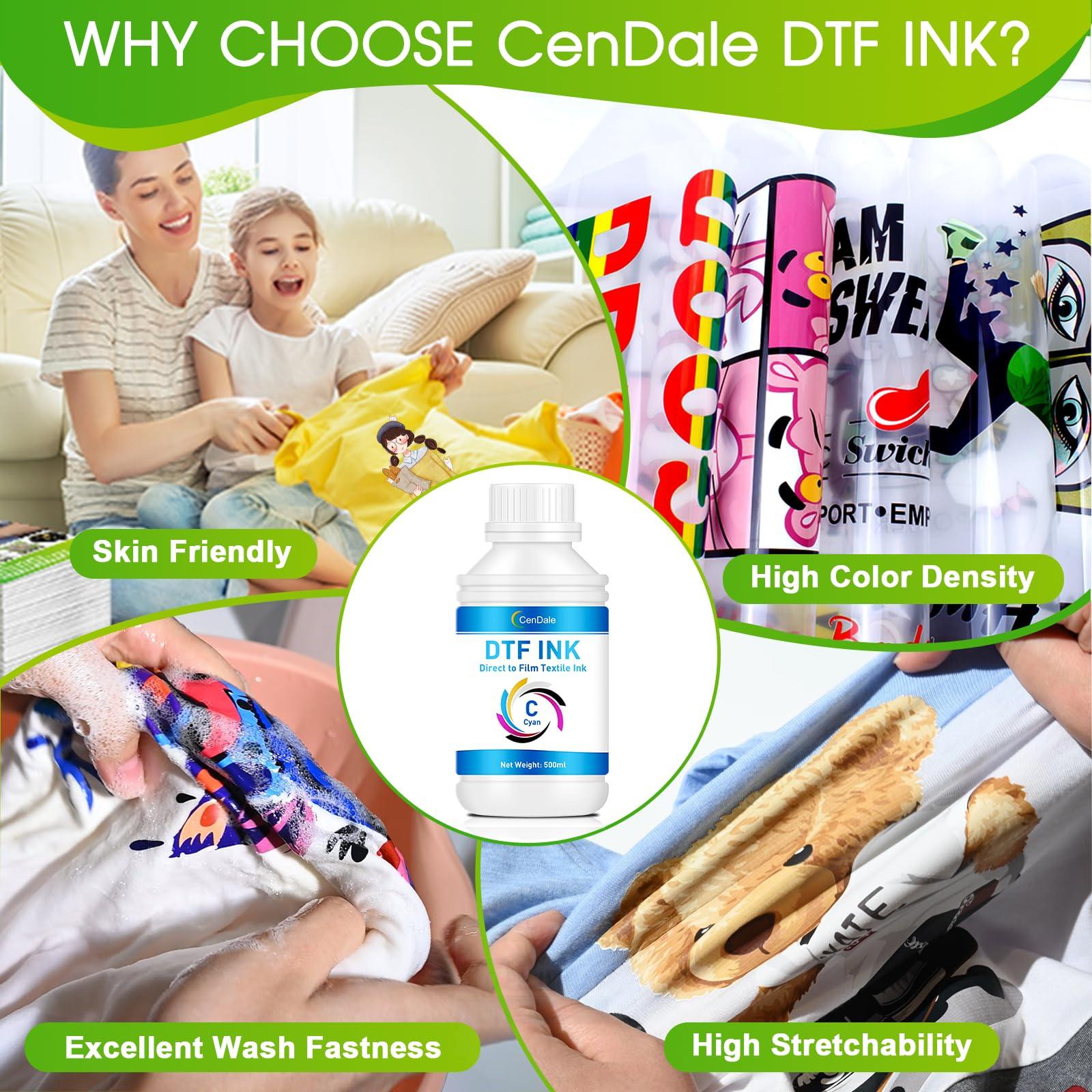 CenDale Premium DTF Printhead Cleaning Solution - Universal Printhead Cleaner Kit for Any DTF & DTG Printers, Print Head Cleaning Kit for Epson ET8550 L1800 XP15000 R1390 XP600 Ink Printer (100ML).