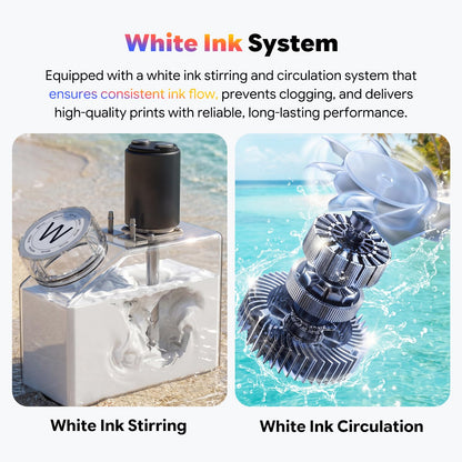 EXPLUX A4 DTF Printer with XP600 Anti-Clogging Printhead, 200% High-Speed Printing, Built-in White Stirring System for DIY T-Shirts & All Textiles, 2-Year Ink Included (A4, Printer+Oven)
