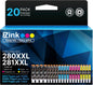 20 Pack 280XXL 281XXL Ink Cartridges Replacement for Canon 280 281 Ink cartridges PGI280XXL CLI281XXL Compatible with PIXMA TR8620a TR8520 TR8620 TR8600 TR7520 TS6120 TS6220 TS9120 TS8220 TS6320.