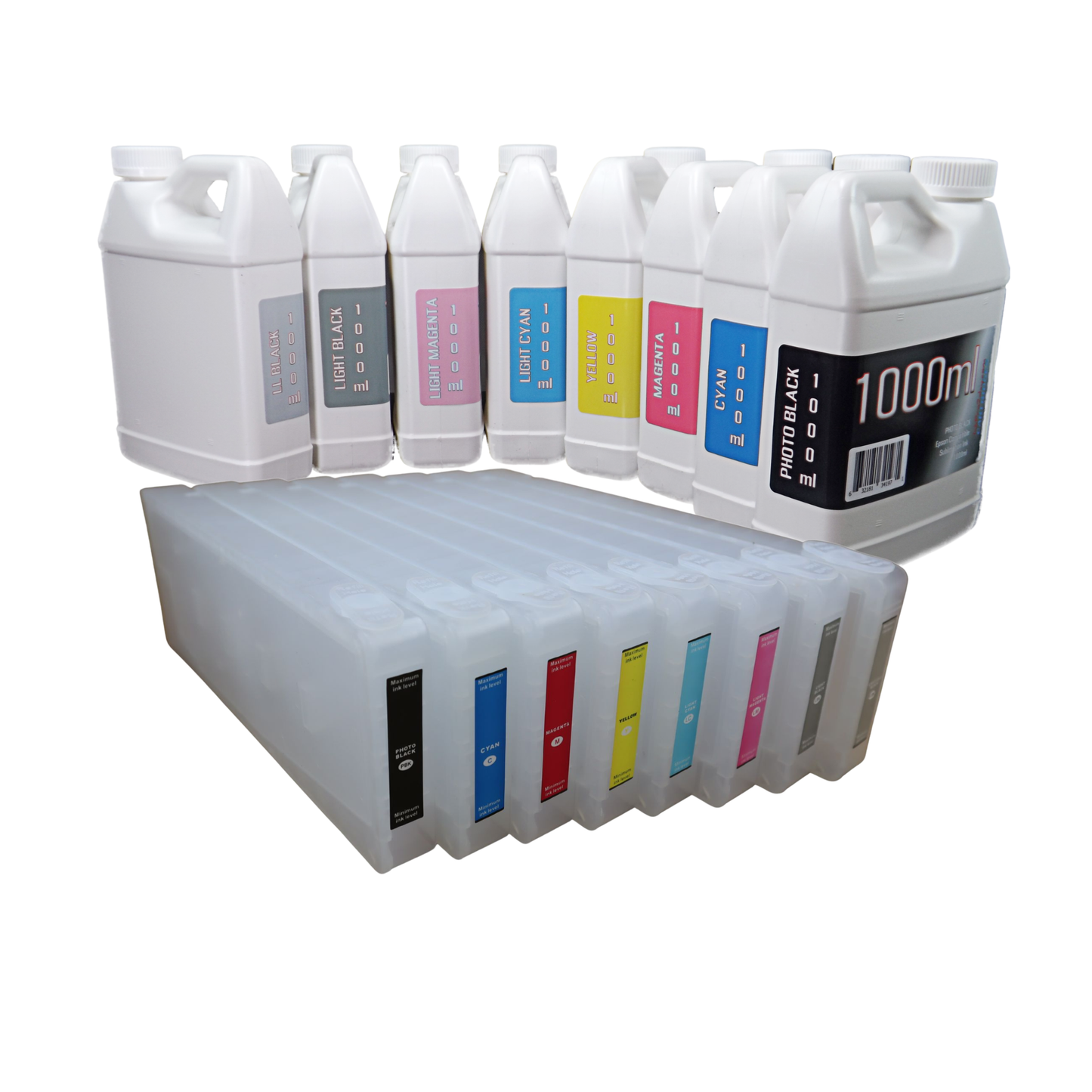 8 1000ml bottles compatible Pigment Ink 8 Refillable Ink Cartridges for Epson Stylus Pro 7880 9880 Printers