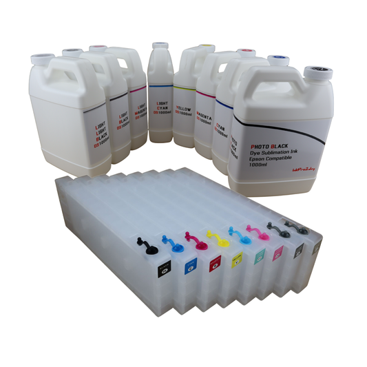 8- 1000ml bottles Dye Sublimation Ink 8 Refillable Ink Cartridges for Epson Stylus Pro 4800 Printers
