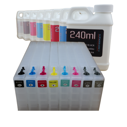 8- 240ml bottles compatible Pigment Ink 8- Refillable Ink Cartridges for Epson Stylus Pro 4880 Printer
